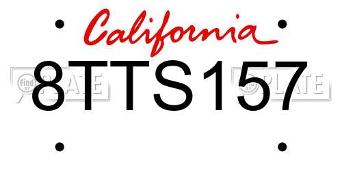 8TTS157 California License Plate