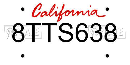 8TTS638 California License Plate