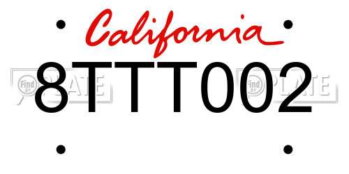 8TTT002 California License Plate