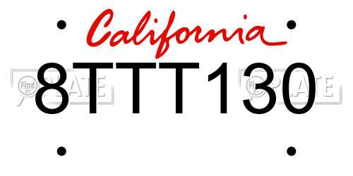 8TTT130 California License Plate