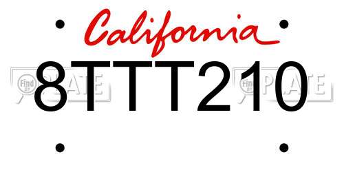 8TTT210 California License Plate