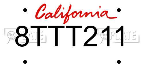 8TTT211 California License Plate