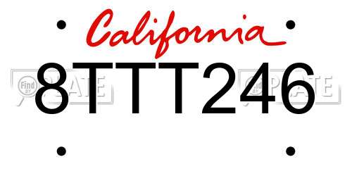 8TTT246 California License Plate