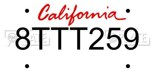8TTT259 California License Plate