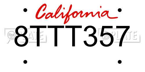 8TTT357 California License Plate