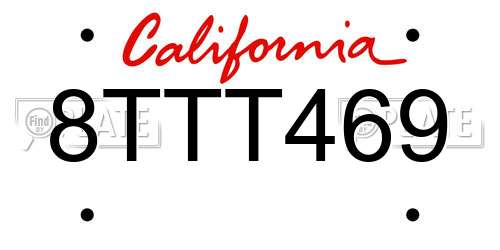 8TTT469 California License Plate