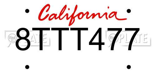 8TTT477 California License Plate