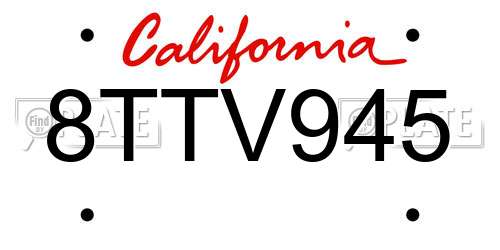 8TTV945 California License Plate