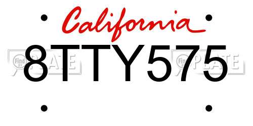 8TTY575 California License Plate
