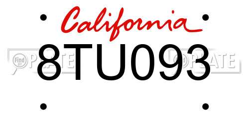 8TU093 California License Plate