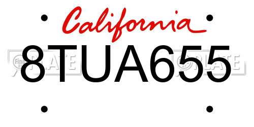 8TUA655 California License Plate