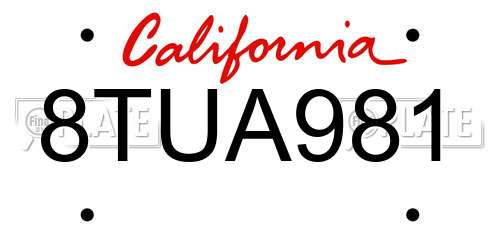 8TUA981 California License Plate