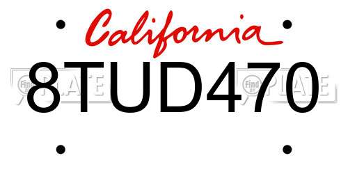 8TUD470 California License Plate