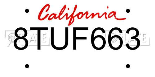 8TUF663 California License Plate