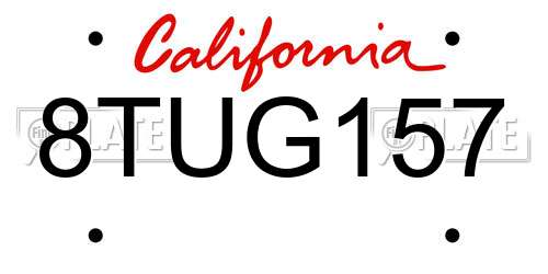 8TUG157 California License Plate