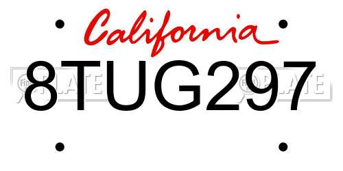 8TUG297 California License Plate