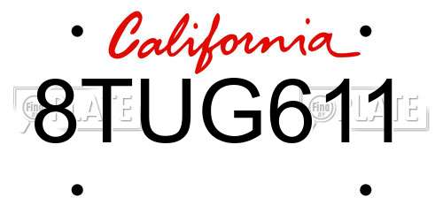 8TUG611 California License Plate