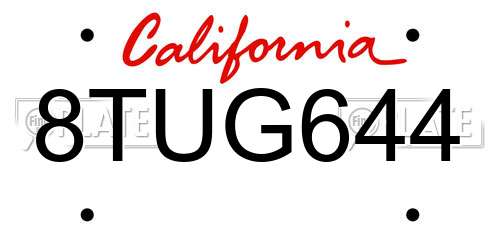 8TUG644 California License Plate