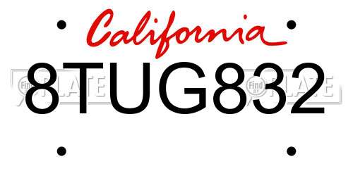 8TUG832 California License Plate