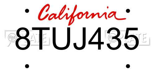 8TUJ435 California License Plate