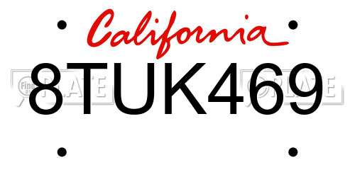 8TUK469 California License Plate