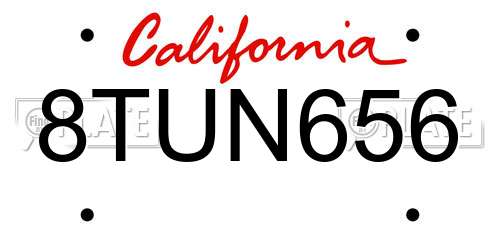 8TUN656 California License Plate