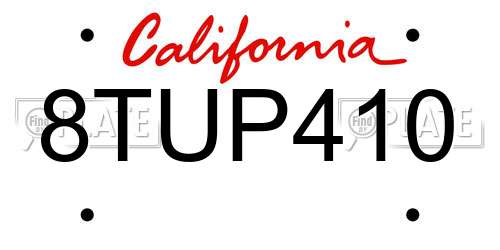 8TUP410 California License Plate