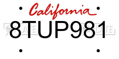 8TUP981 California License Plate