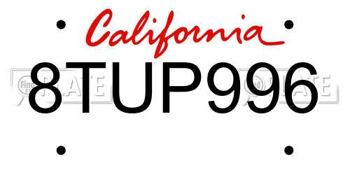 8TUP996 California License Plate