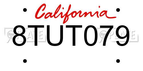 8TUT079 California License Plate