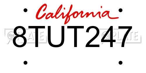 8TUT247 California License Plate