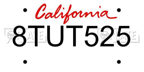 8TUT525 California License Plate