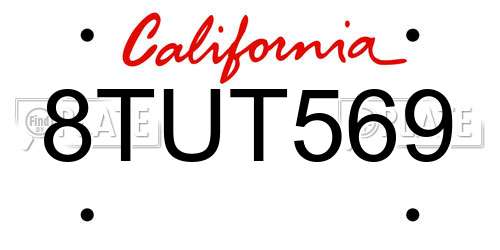 8TUT569 California License Plate