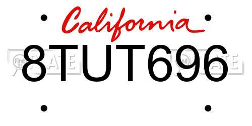 8TUT696 California License Plate