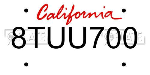 8TUU700 California License Plate