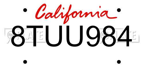 8TUU984 California License Plate