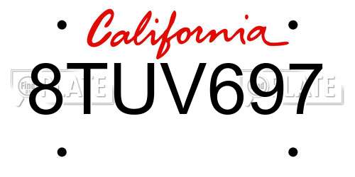 8TUV697 California License Plate