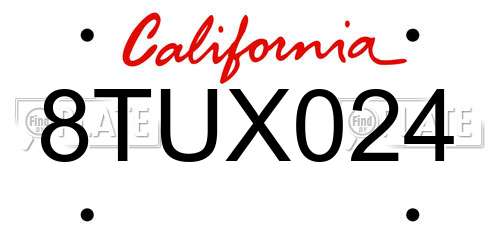 8TUX024 California License Plate