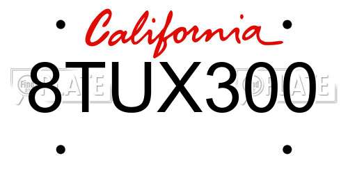8TUX300 California License Plate