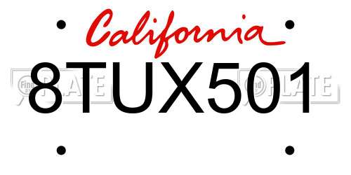 8TUX501 California License Plate