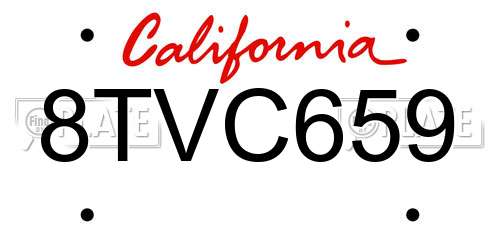 8TVC659 California License Plate
