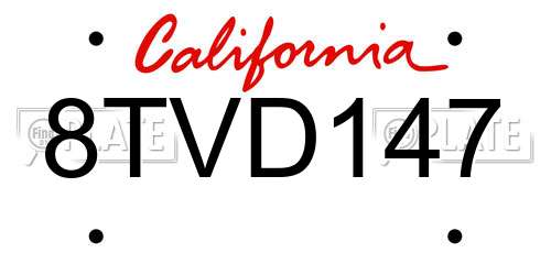 8TVD147 California License Plate