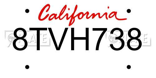8TVH738 California License Plate