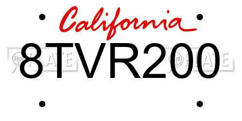 8TVR200 California License Plate
