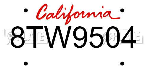 8TW9504 California License Plate