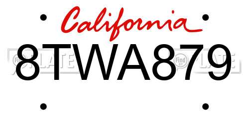 8TWA879 California License Plate