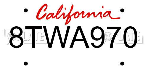 8TWA970 California License Plate