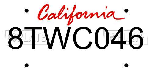 8TWC046 California License Plate