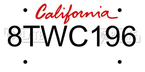 8TWC196 California License Plate