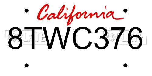 8TWC376 California License Plate